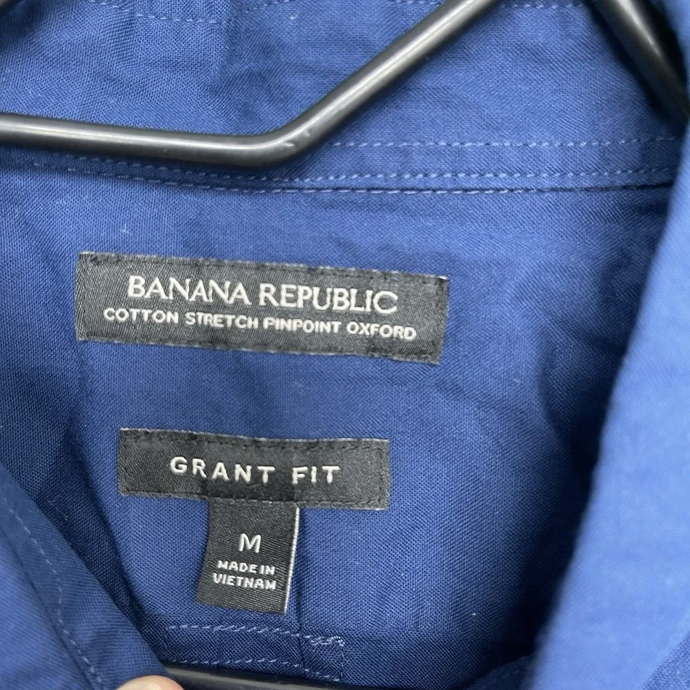Banana Republic Dress Shirt Mens Medium Grant Fit Supima Cotton Navy Blue NWOT